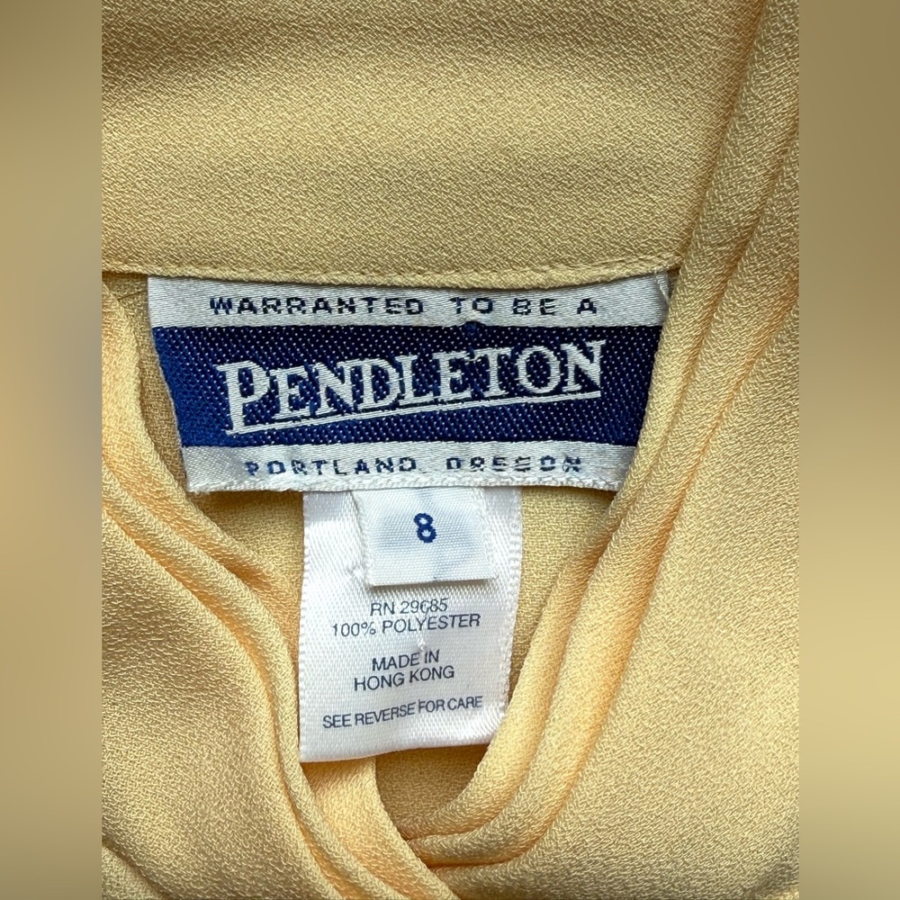 Vintage Pendleton Portland Oregon Solid yellow Button Down Blouse Size 8‎ - Picture 2 of 15